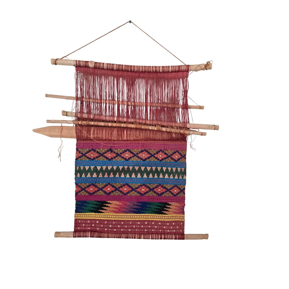 VBI Inc Guatemalan Handwoven Backstrap Loom Textile Wall Hanging Art